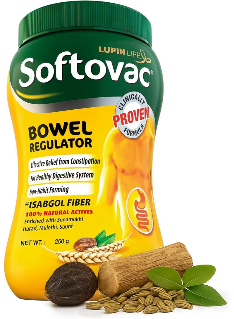 Softovac Isabgol Psyllium Husk Powder 250g – Natural Fiber Supplement for Constipation Relief, Bowel Regulator & Stool Softener – Gluten Free High Fiber Digestive Support for Adults - Image 1